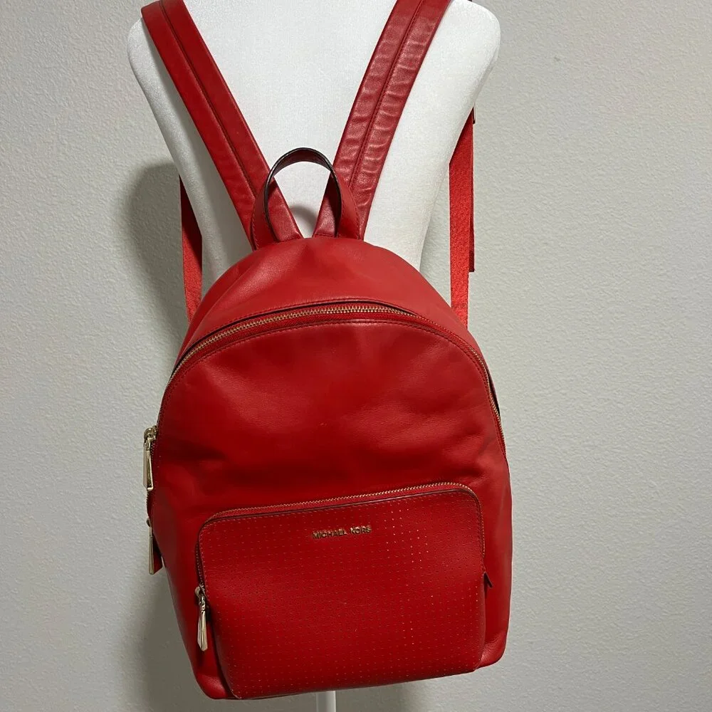 Michael Kors Wythe Large Backpack Red - Picture 2 of 8